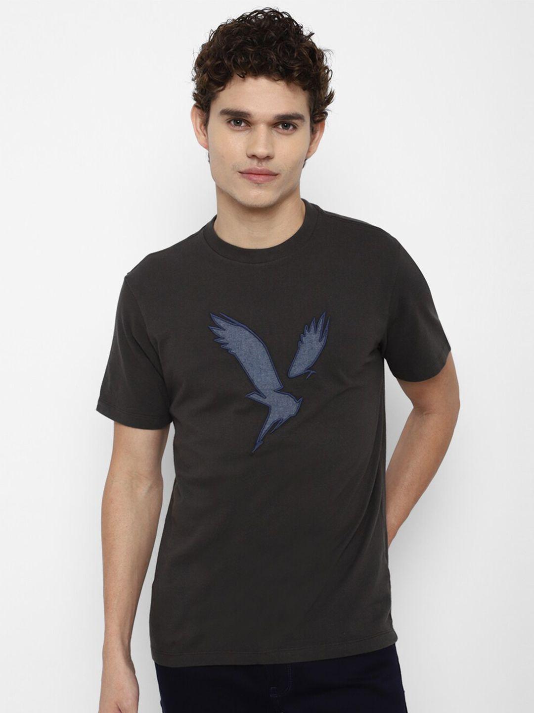 american eagle outfitters men grey cotton printed t-shirt