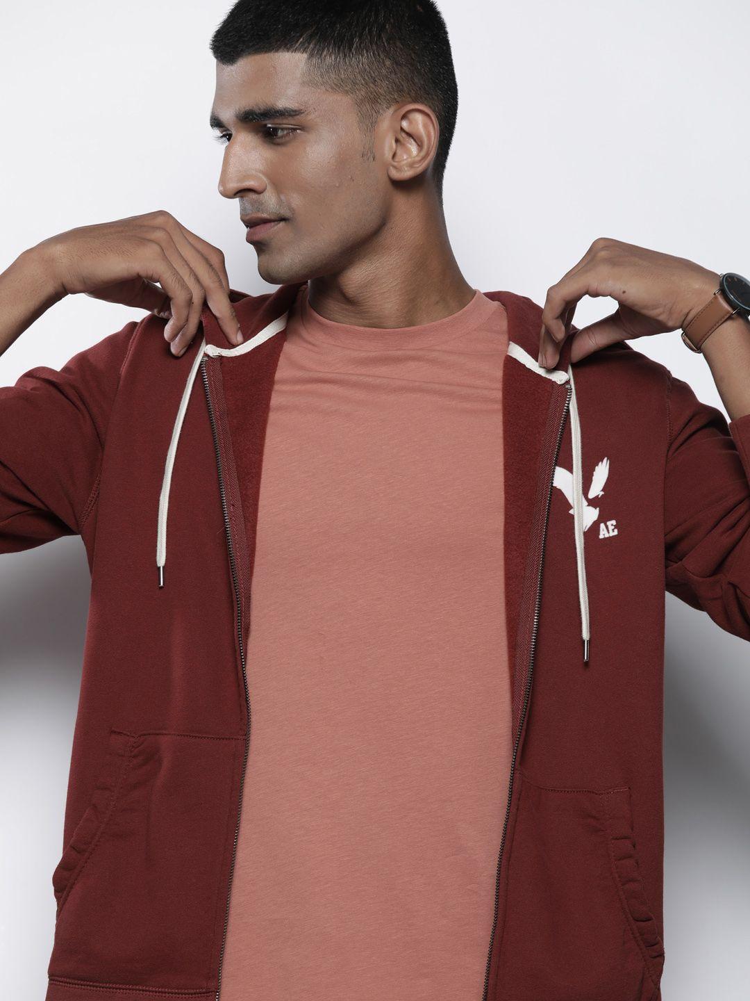 american eagle outfitters men maroon hooded sweatshirt