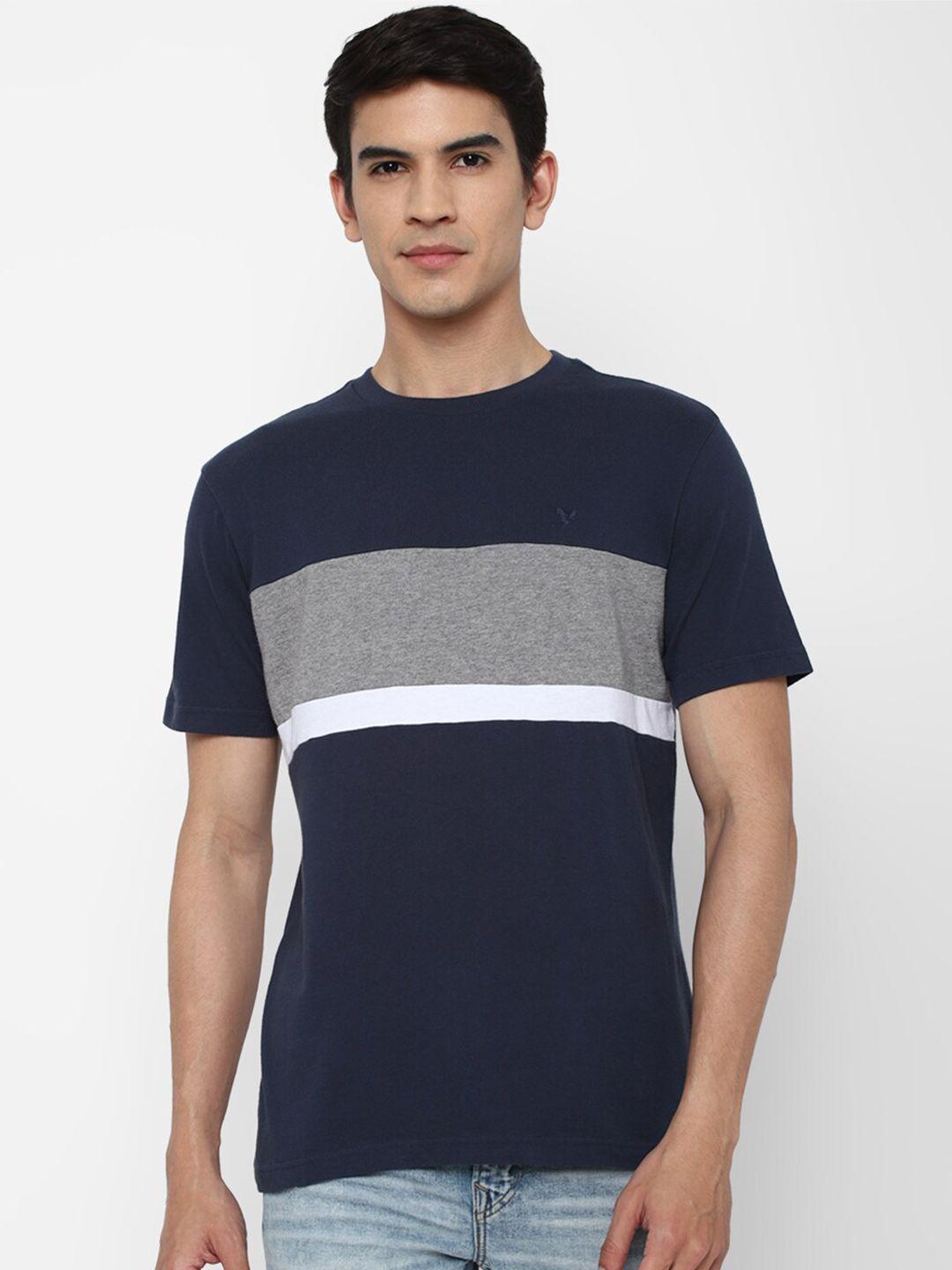 american eagle outfitters men navy colourblocked t-shirt