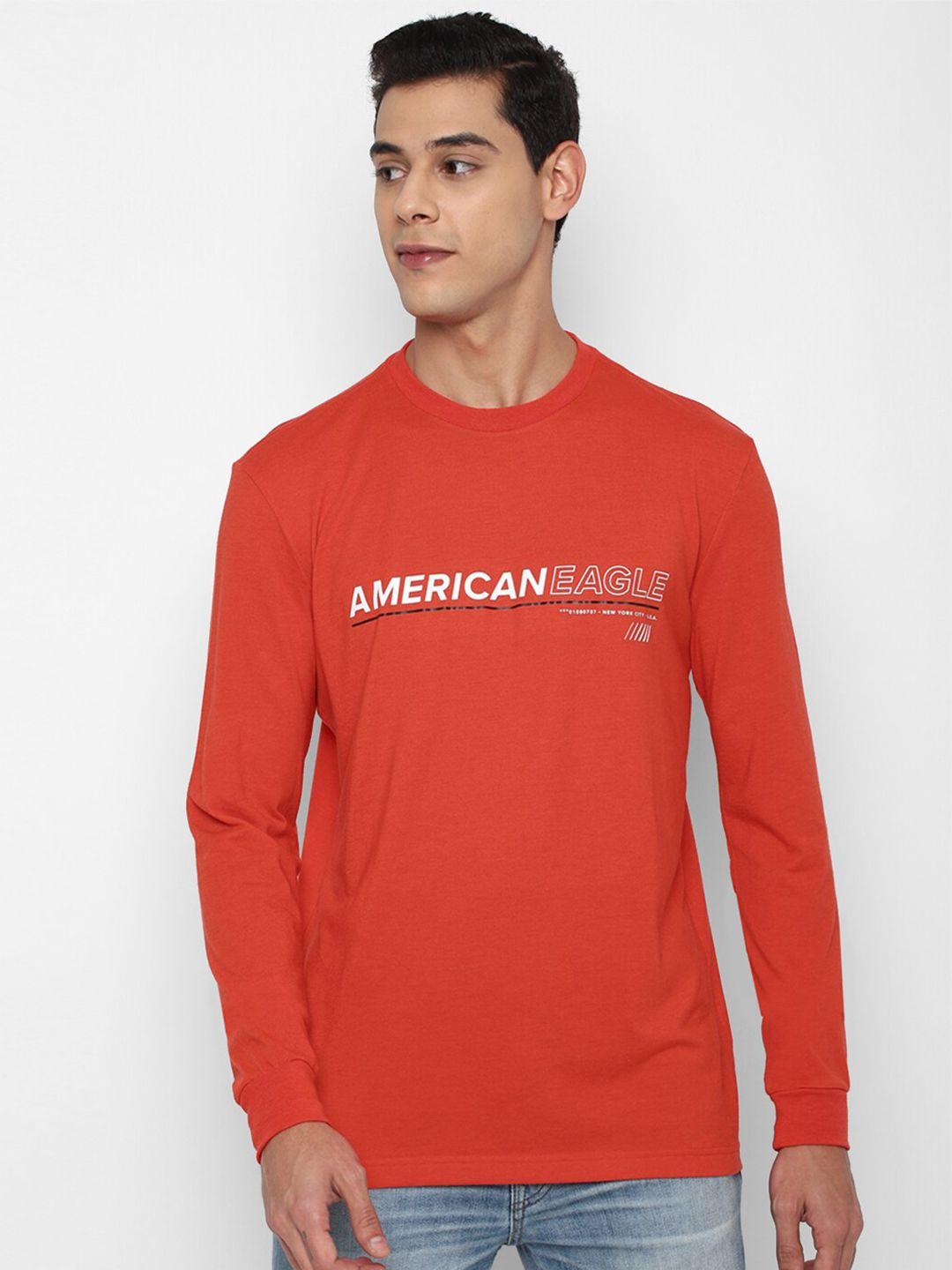 american eagle outfitters men red typography printed t-shirt
