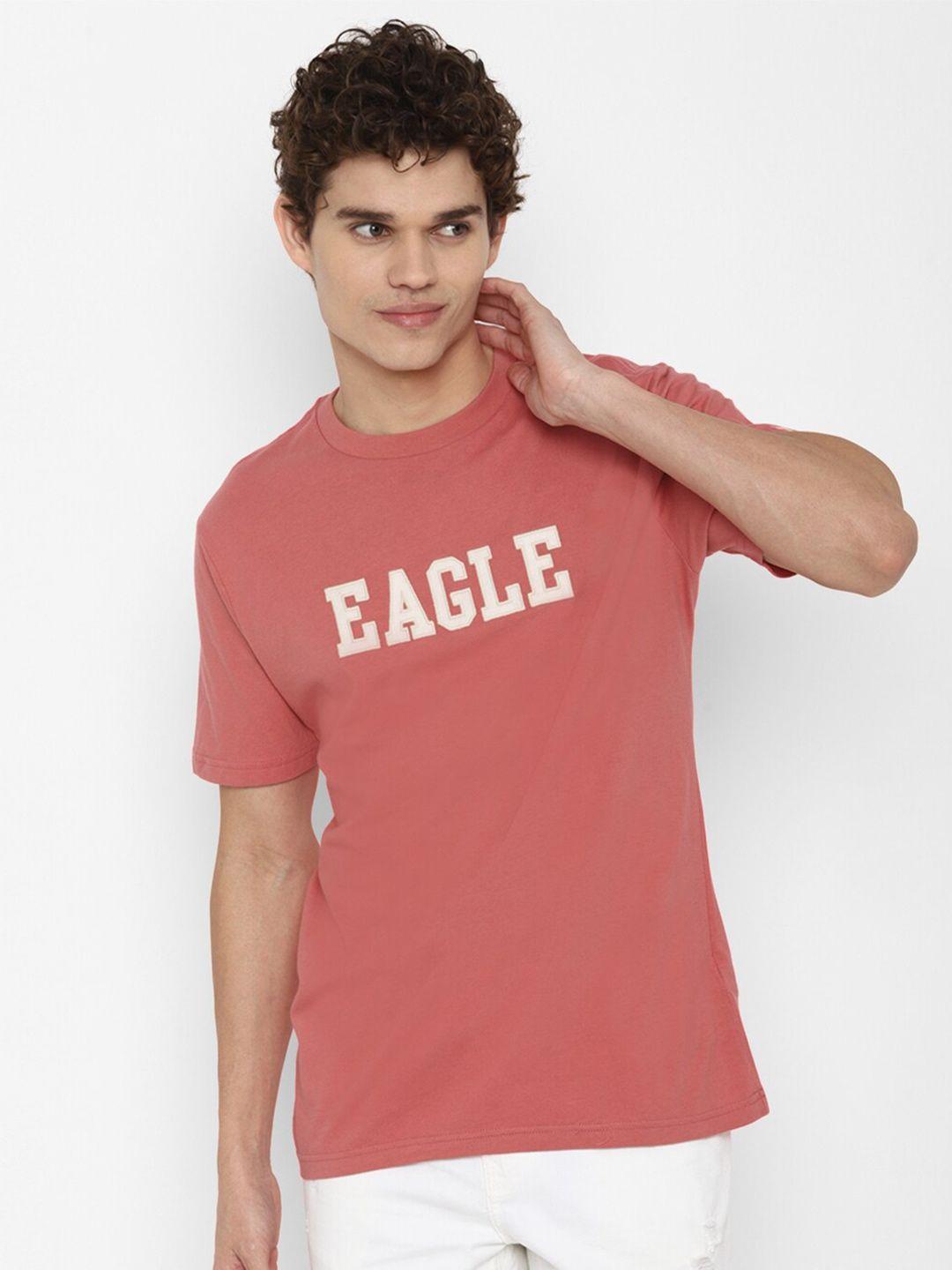 american eagle outfitters men red typography t-shirt