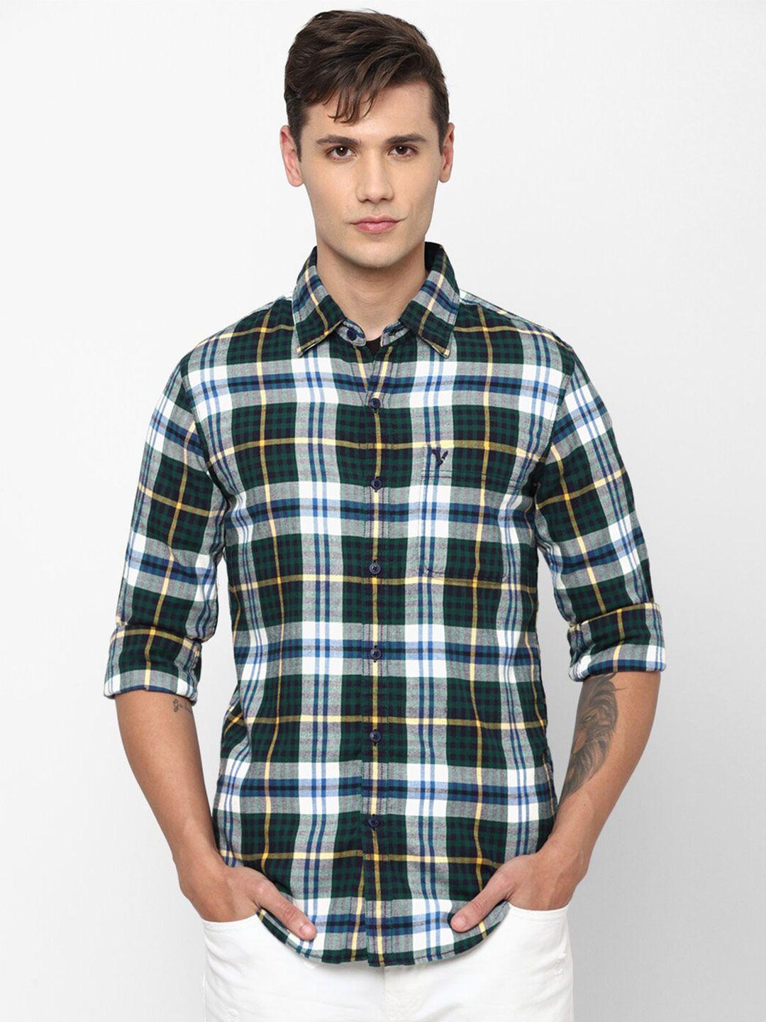 american eagle outfitters men slim fit tartan checks checked cotton casual shirt