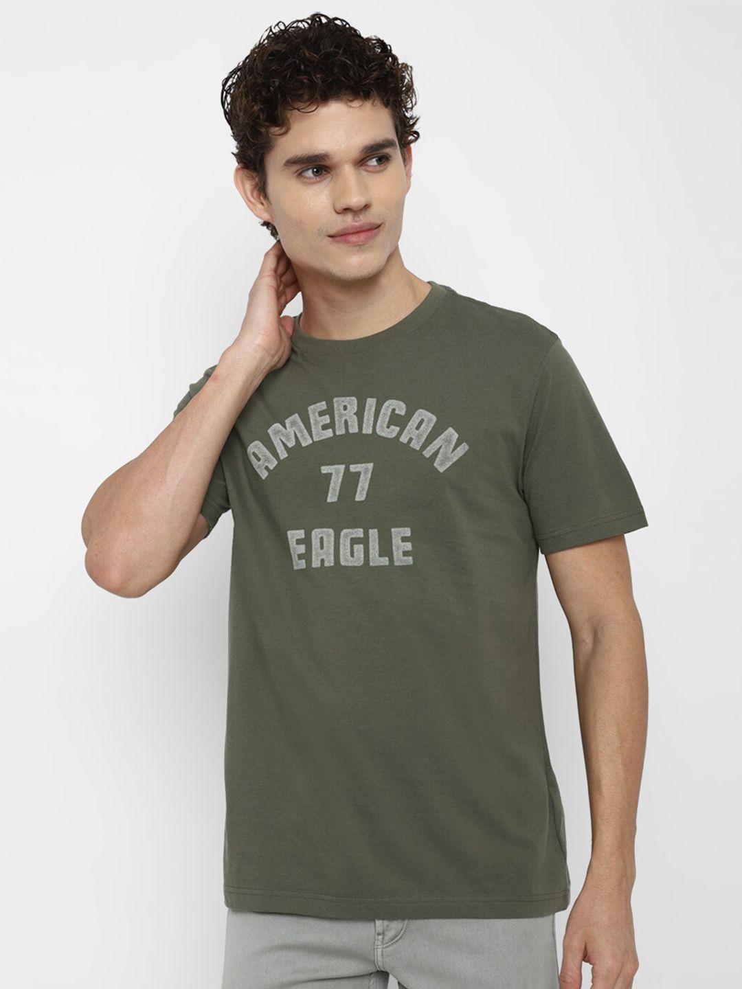 american eagle outfitters men typography printed pure cotton t-shirt