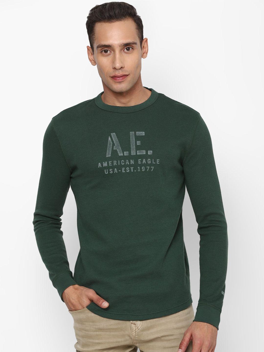 american eagle outfitters men typography printed pure cotton t-shirt