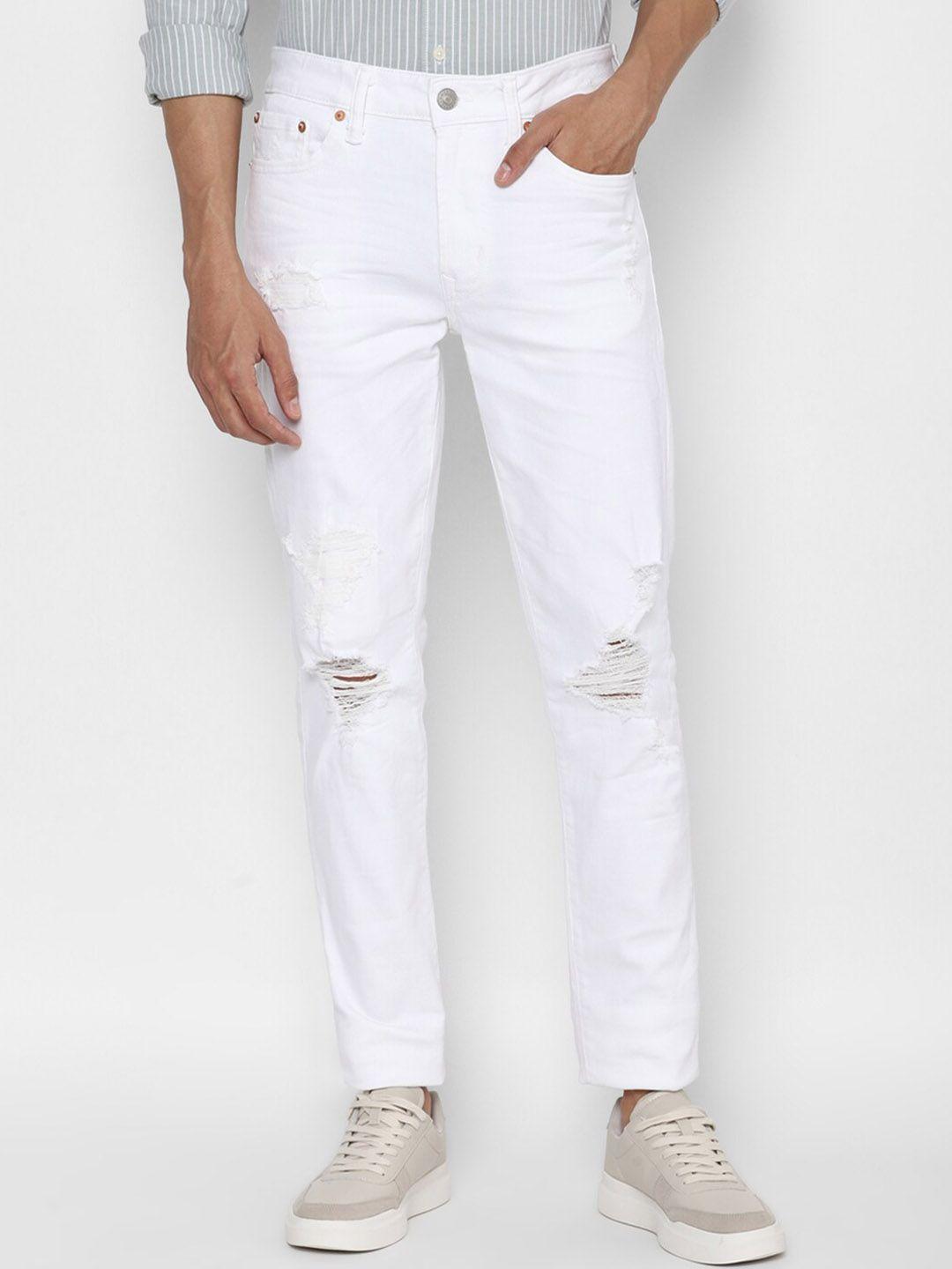 american eagle outfitters men white slim fit mildly distressed jeans