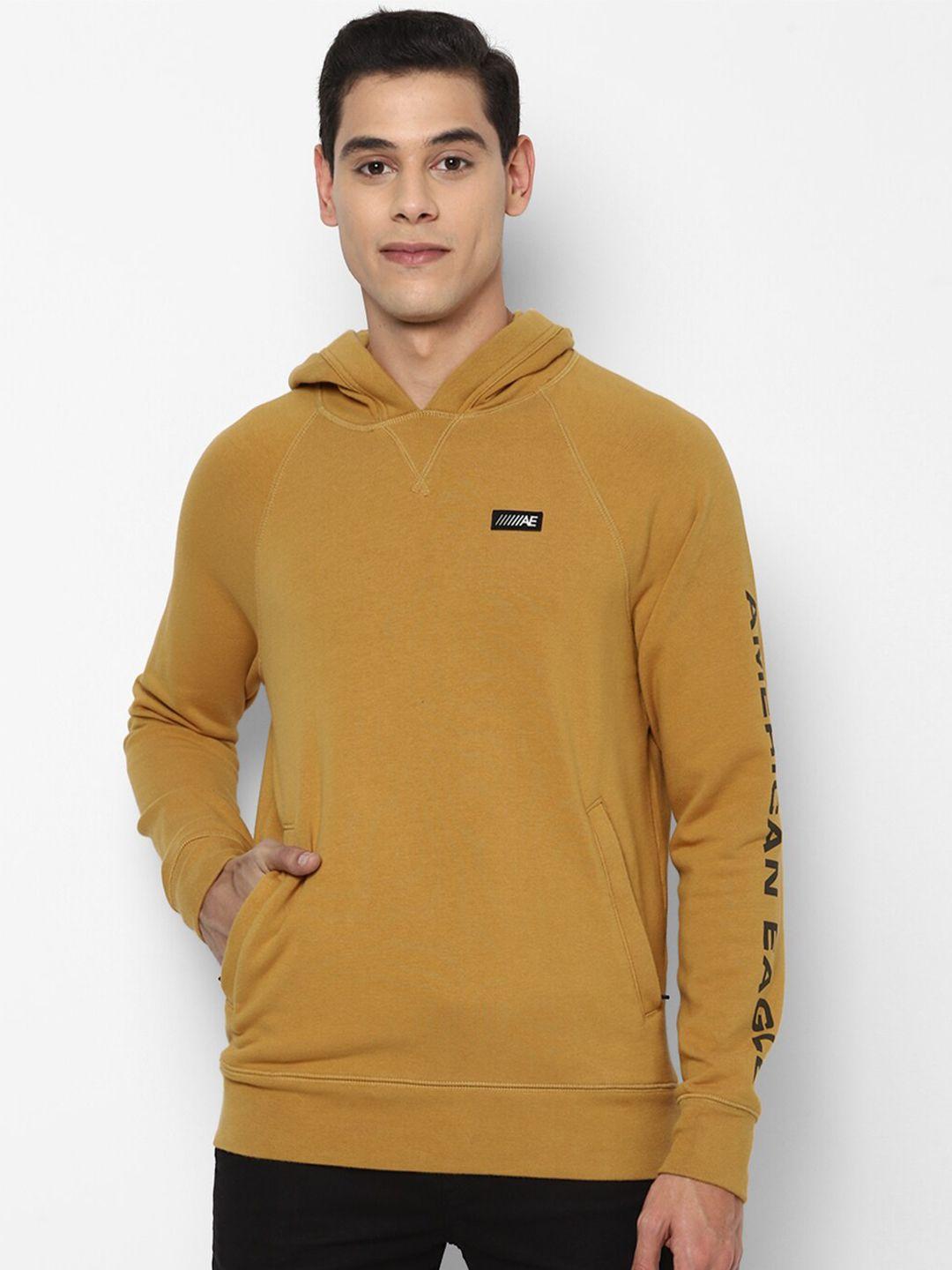 american eagle outfitters men yellow hooded sweatshirt