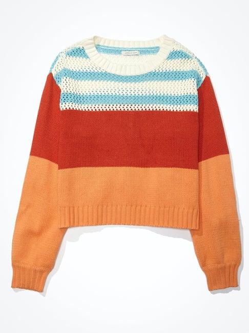 american eagle outfitters multicolor round neck sweater