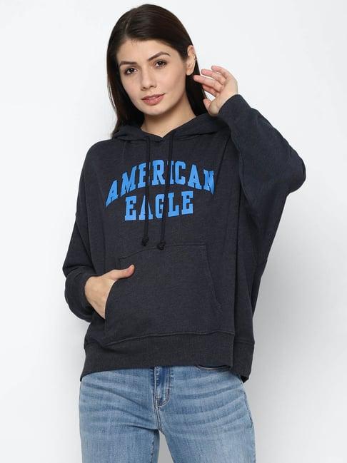 american eagle outfitters navy graphic print hoodie