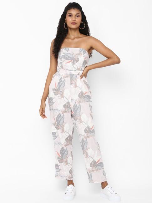 american eagle outfitters off white printed jumpsuit