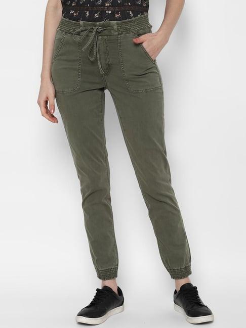 american eagle outfitters olive regular fit trousers