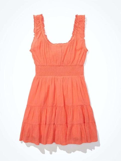 american eagle outfitters peach cotton a-line dress