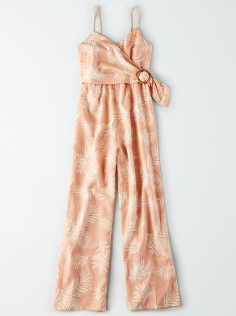 american eagle outfitters peach printed jumpsuit