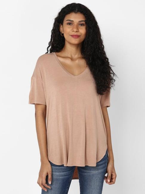 american eagle outfitters peach v neck top
