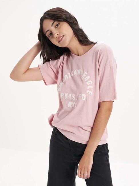 american eagle outfitters pink cotton printed t-shirt