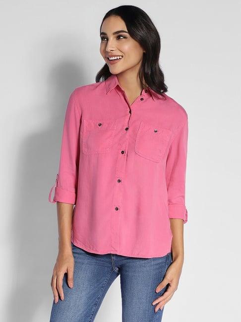 american eagle outfitters pink regular fit shirt