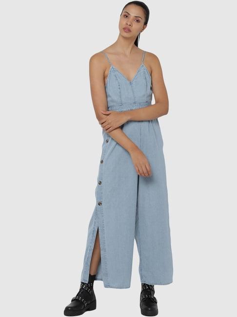 american eagle outfitters powder blue cotton jumpsuit