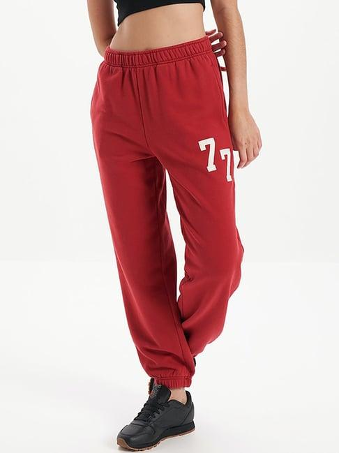 american eagle outfitters red printed joggers
