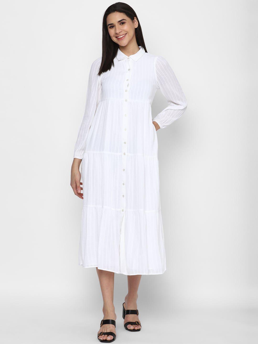 american eagle outfitters shirt collar striped shirt midi dress