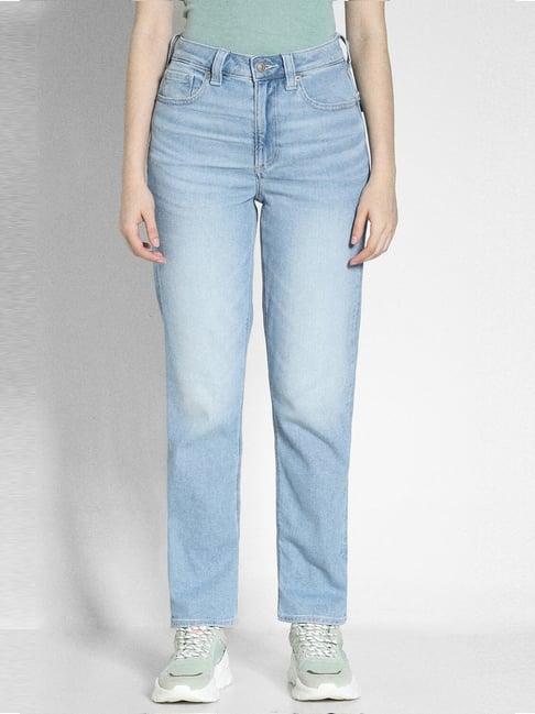 american eagle outfitters sky blue cotton mid rise jeans