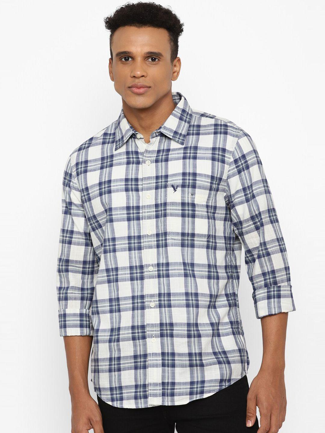 american eagle outfitters slim fit tartan checks checked pure cotton casual shirt