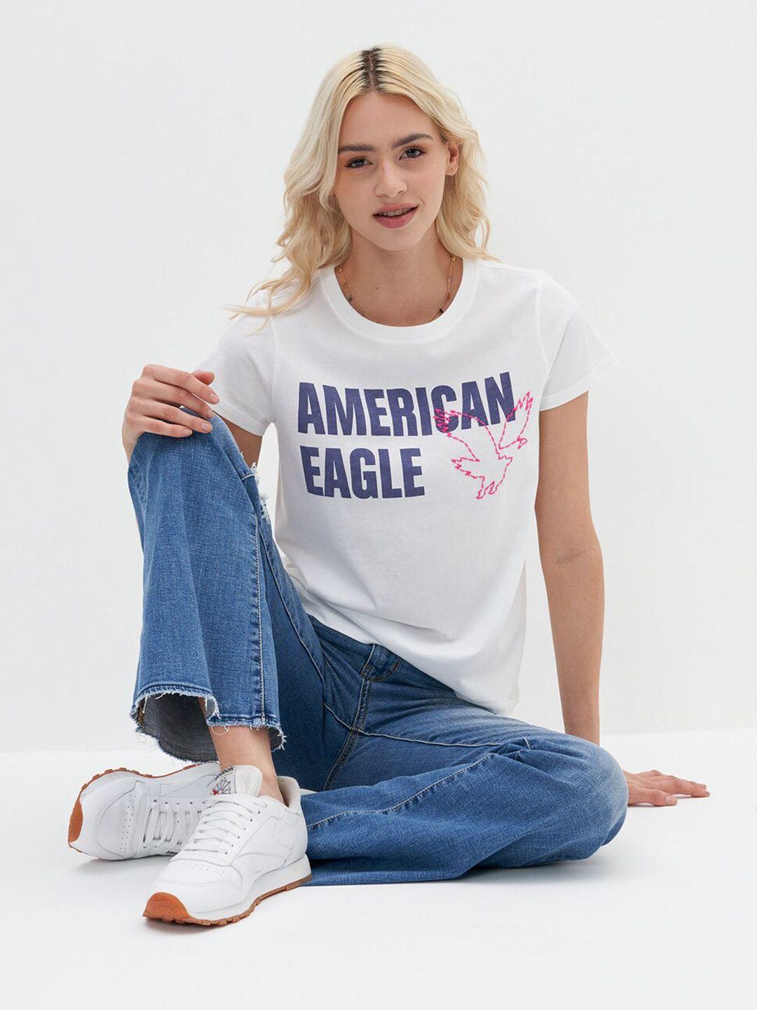 american eagle outfitters typography printed round neck cotton slim fit t-shirt