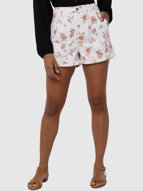 american eagle outfitters white cotton floral print shorts