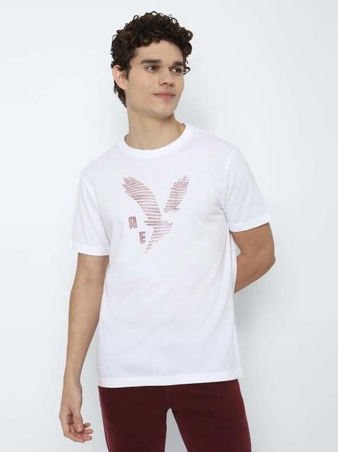 american eagle outfitters white cotton regular fit t-shirts