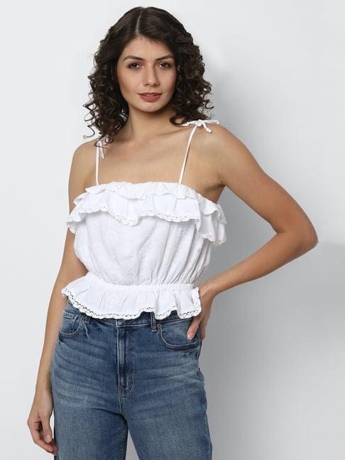 american eagle outfitters white embroidered crop top