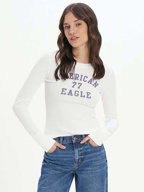 american eagle outfitters white printed top