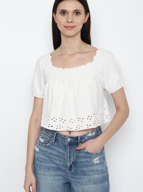 american eagle outfitters white regular fit crop top