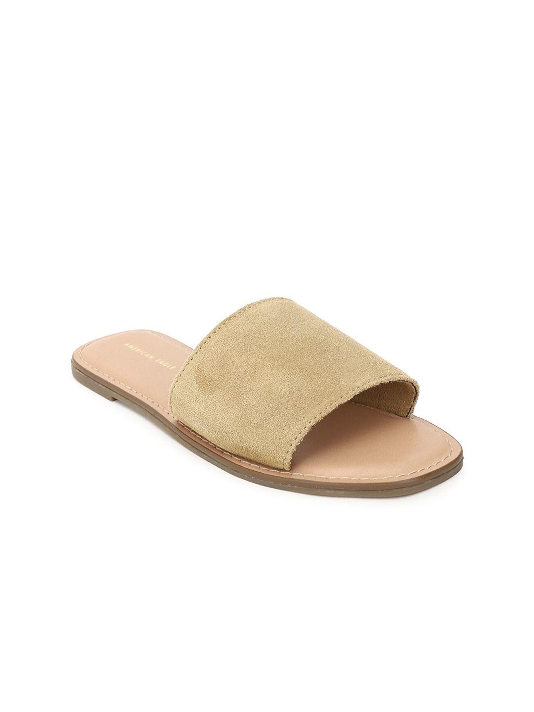 american eagle outfitters women beige leather comfort sandals