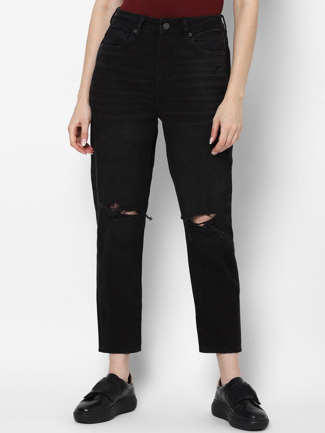 american eagle outfitters women black slim fit slash knee jeans