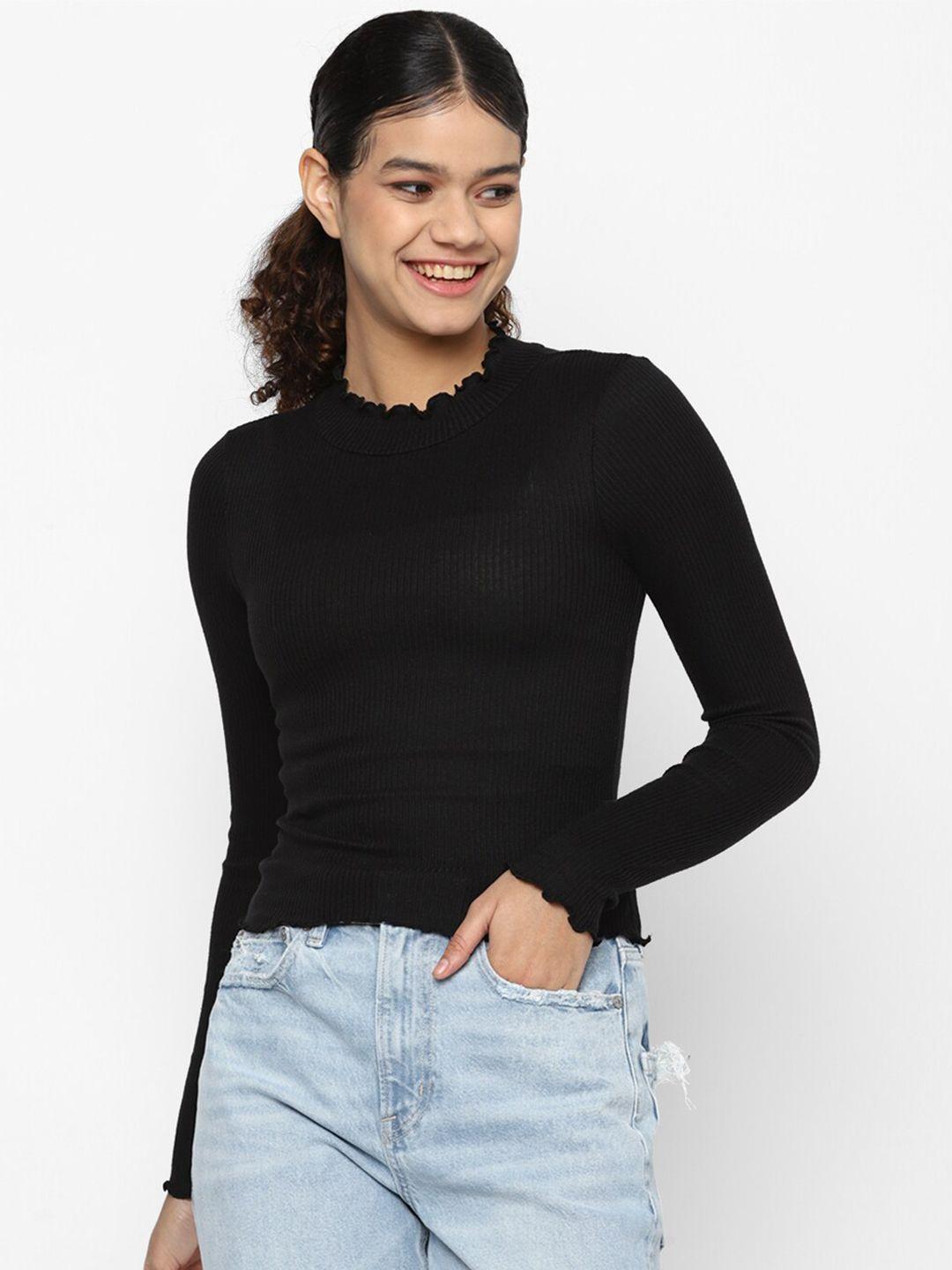 american eagle outfitters women black slim fit t-shirt