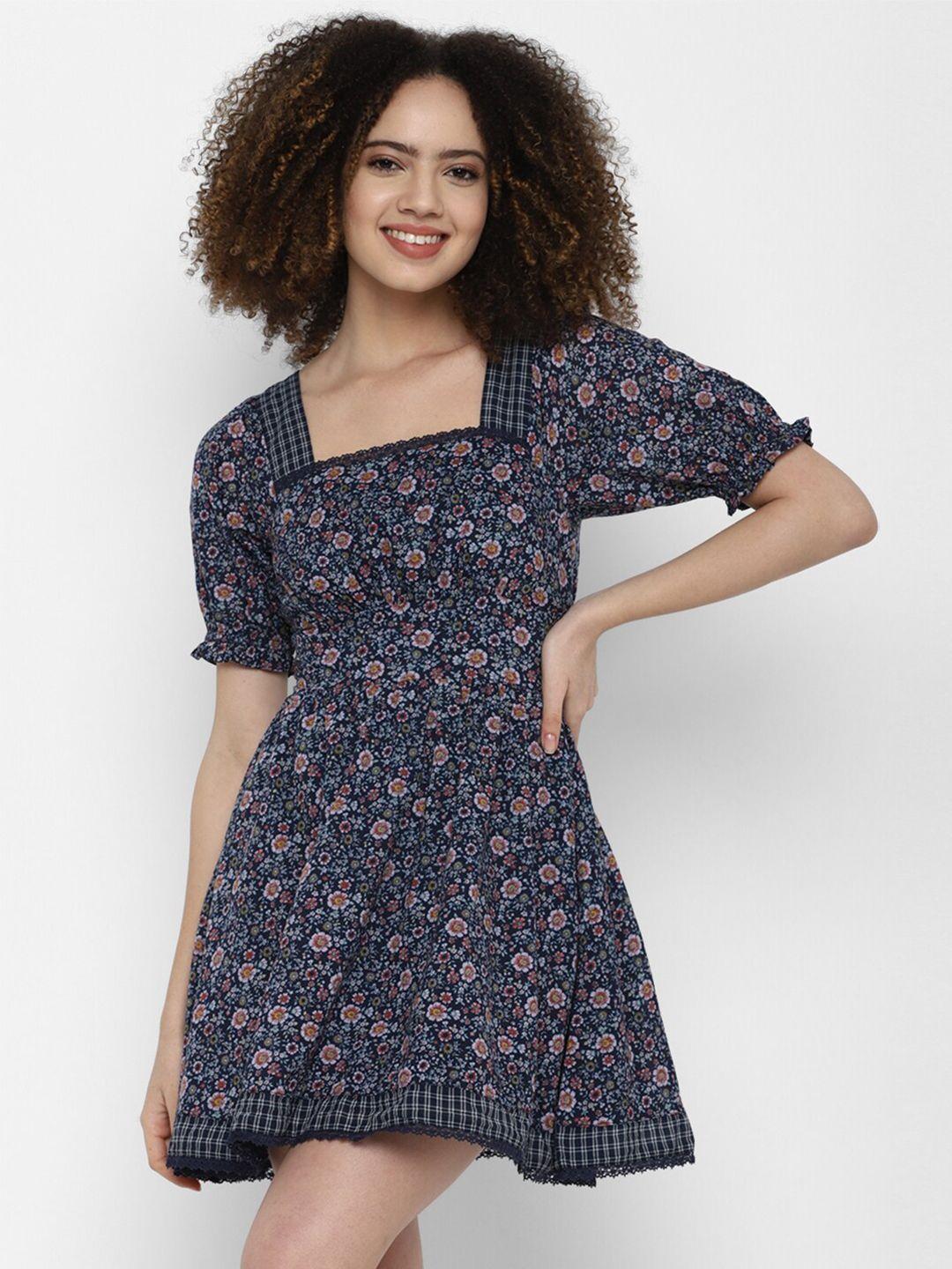 american eagle outfitters women blue floral dress