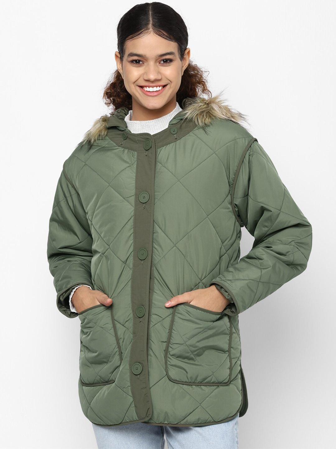 american eagle outfitters women green longline parka jacket