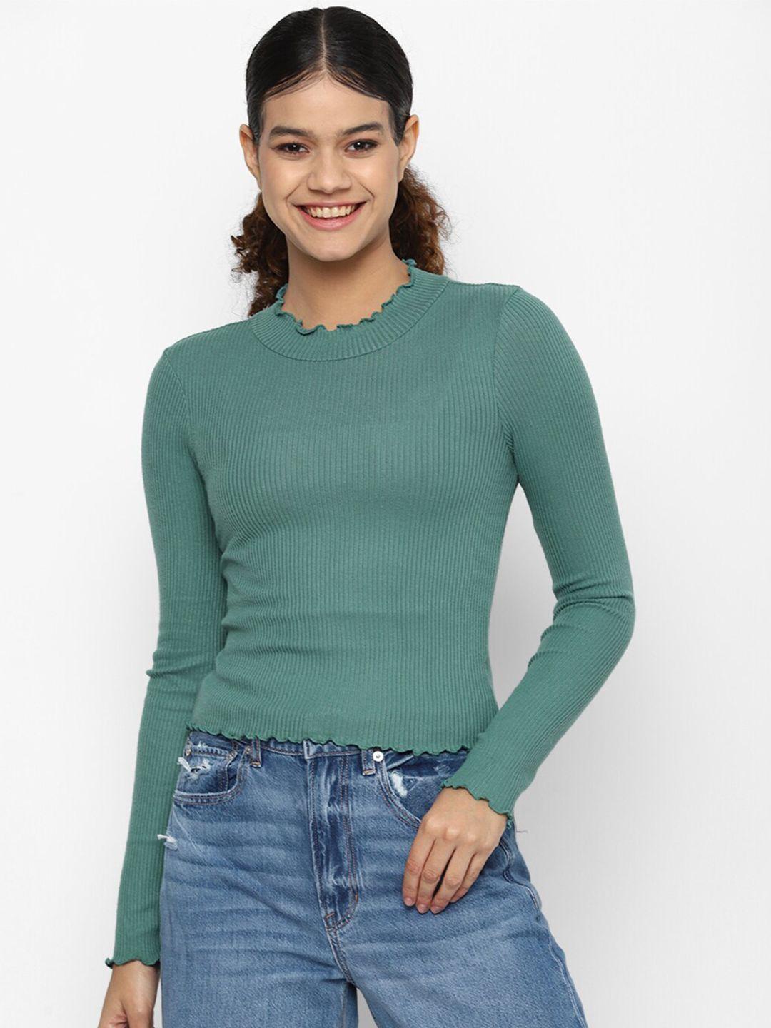 american eagle outfitters women green slim fit t-shirt