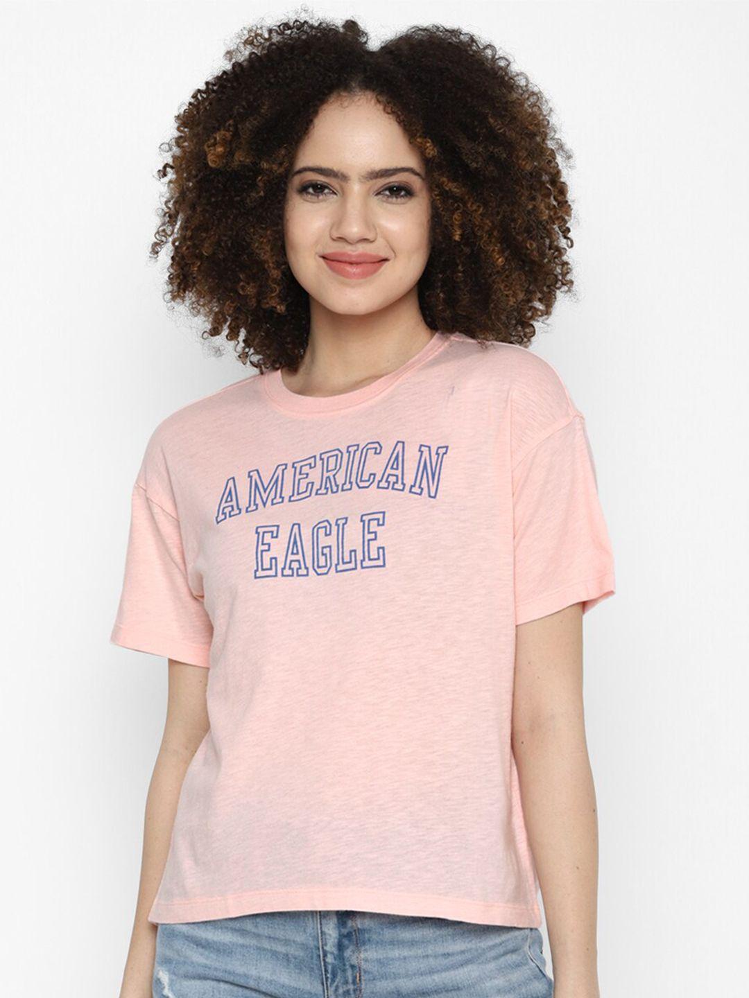 american eagle outfitters women typography printed applique t-shirt