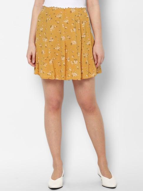 american eagle outfitters yellow floral print mini skirt