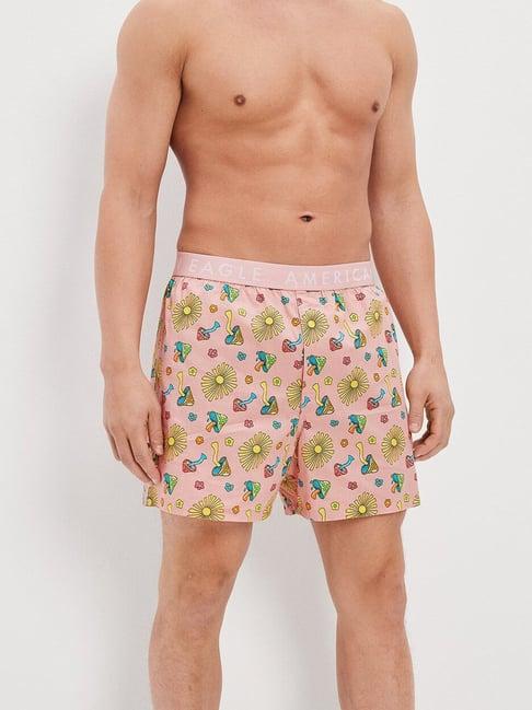 american eagle pink cotton regular fit printed boxers