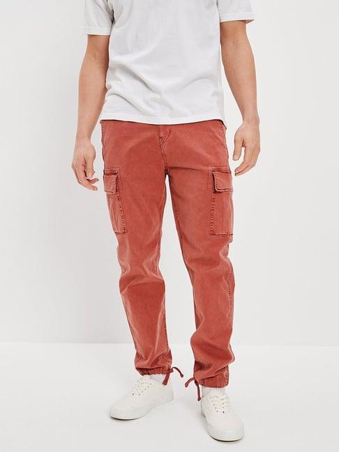 american eagle red cotton slim fit cargos