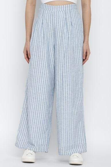 american eagle women blue high-waisted wide leg pant