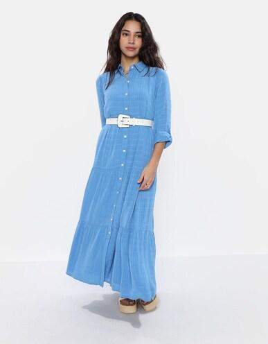 american eagle women blue midi shirt dress