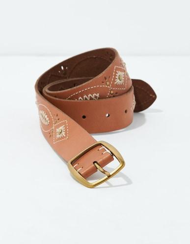 american eagle women brown embroidered belt