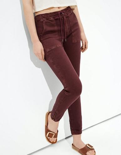 american eagle women burgundy ne(x)t level high-waisted jegging jogger