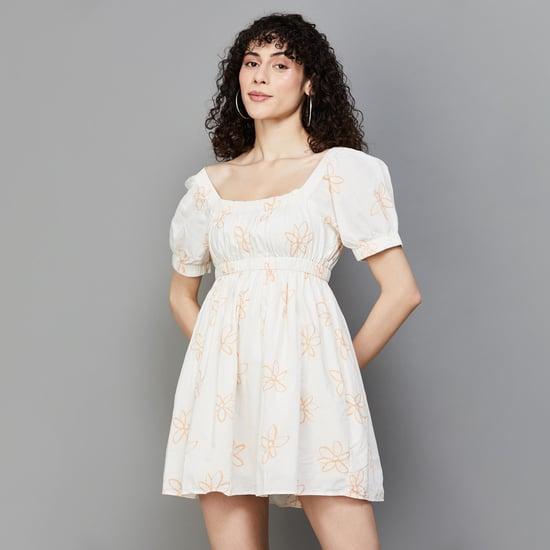 american eagle women floral print fit and flare dress