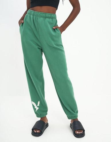 american eagle women green fleece boyfriend jogger