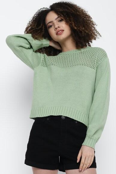 american eagle women green open weave sweater