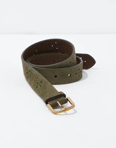 american eagle women green perforated leather belt