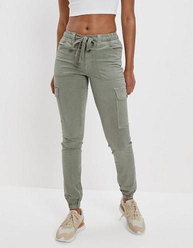 american eagle women green stretch high-waisted jegging jogger
