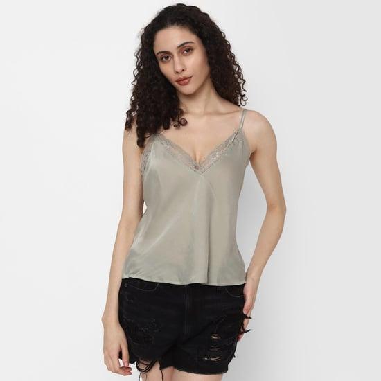 american eagle women lace-textured v-neck top